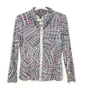 Spanner Women’s Size XS Activewear Jacket Yoga Walking Snap Front Pink Blue Gray